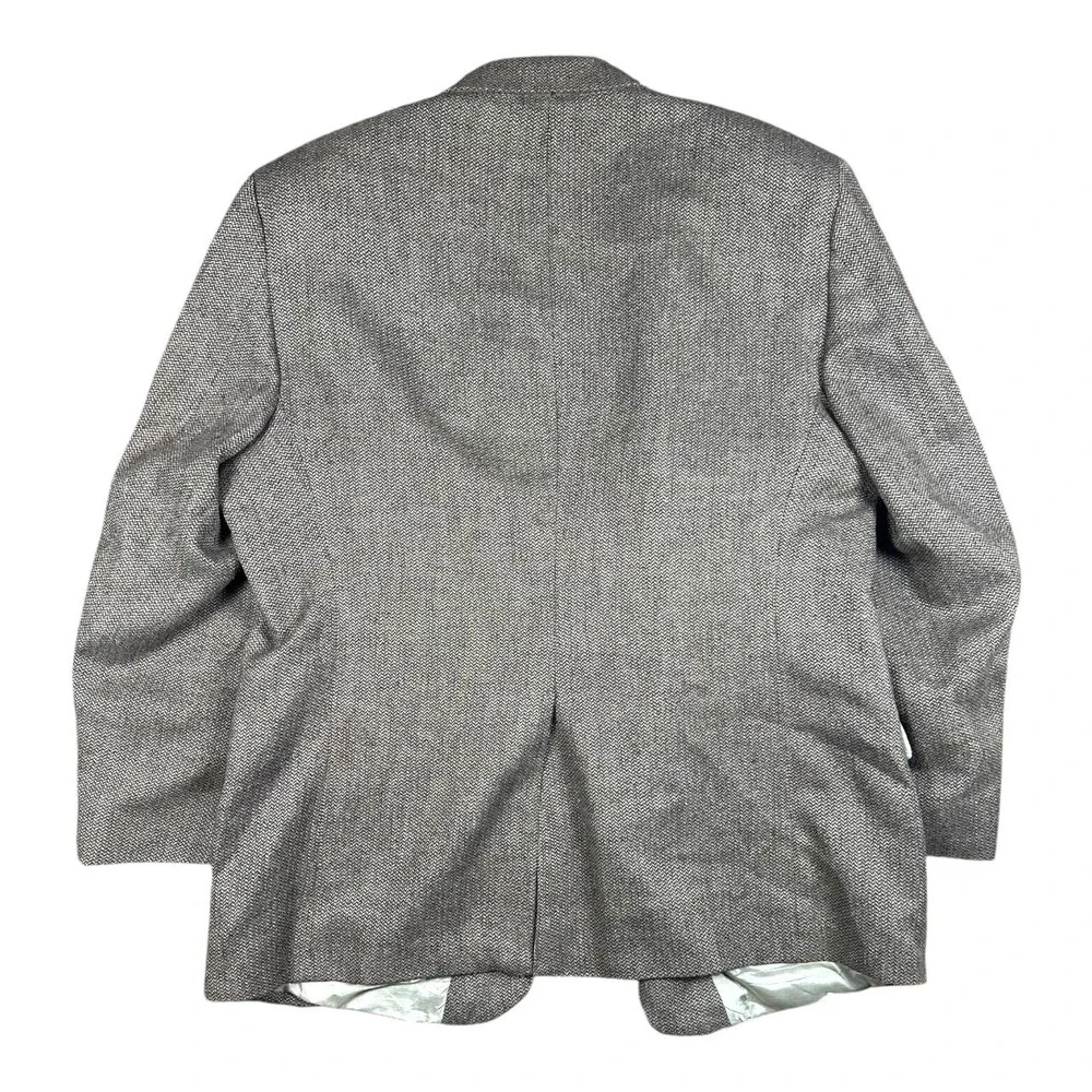 Towncraft Men's 46R Blazer Jacket Brown‎ Herringbone Wool Silk Blend Two Button